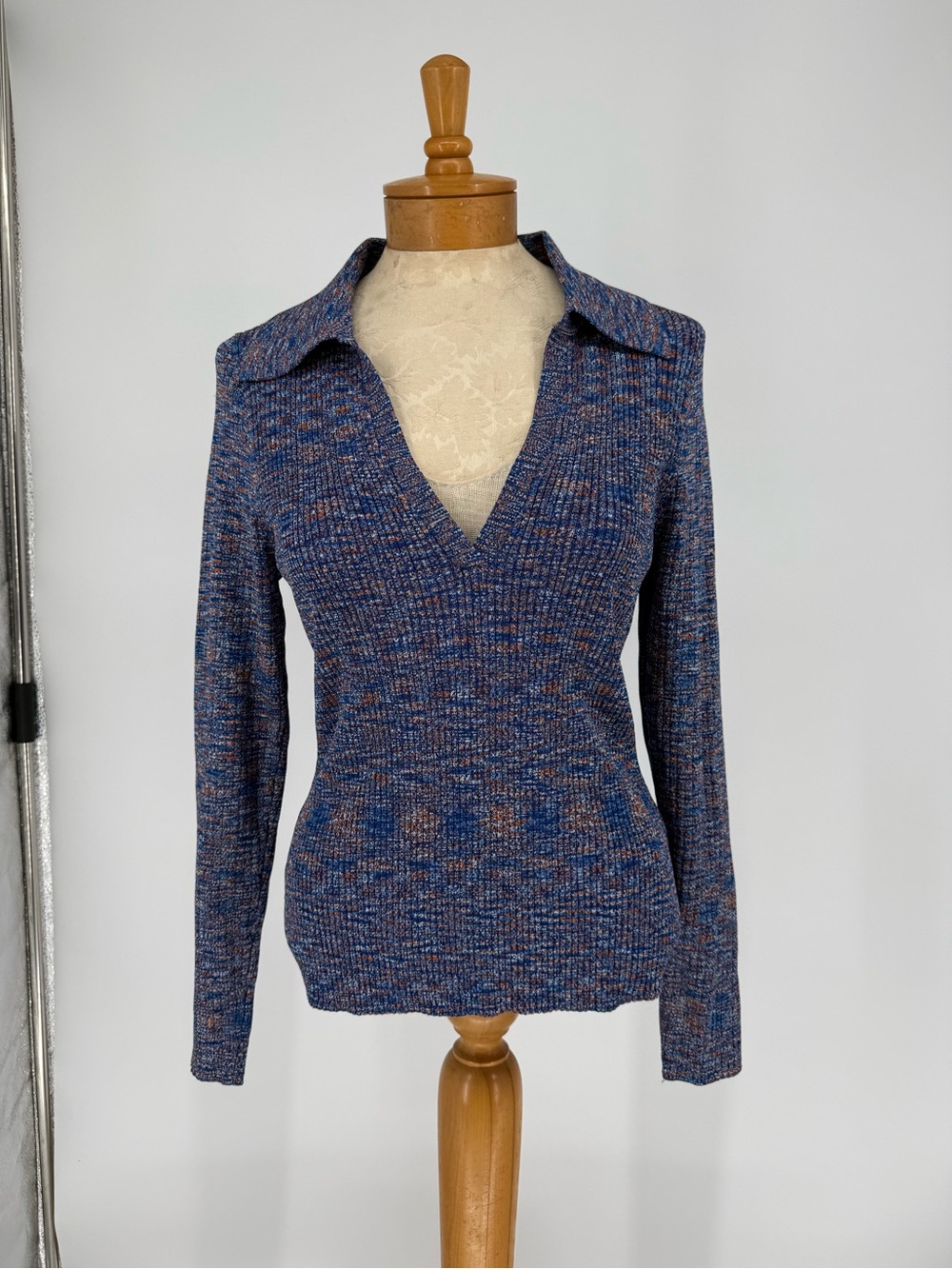 Veronica Beard Knit Long Sleeve Collared V-Neck sz L